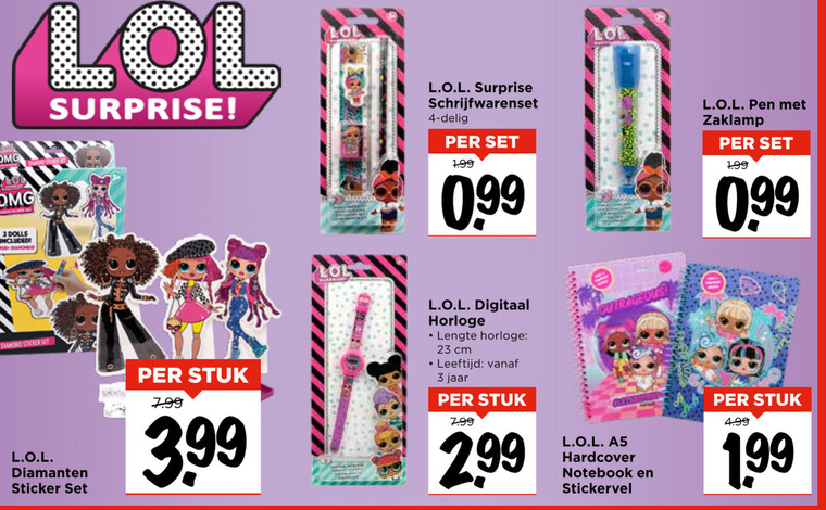 L.O.L. Surprise   poppetjes, schoolartikel folder aanbieding bij  Vomar - details