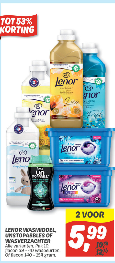 Lenor   wasmiddel, wasverzachter folder aanbieding bij  Dekamarkt - details