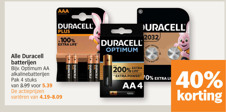 Duracell   batterij folder aanbieding bij  Albert Heijn - details