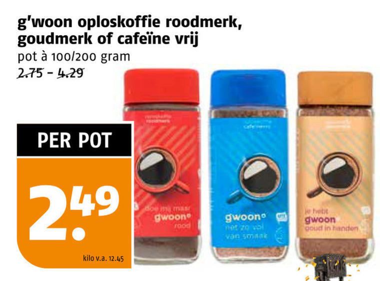 Gwoon   oploskoffie folder aanbieding bij  Poiesz - details