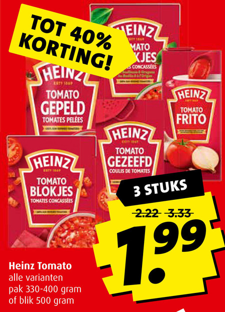 Heinz   tomatenblokjes, tomatenpuree folder aanbieding bij  Boni - details