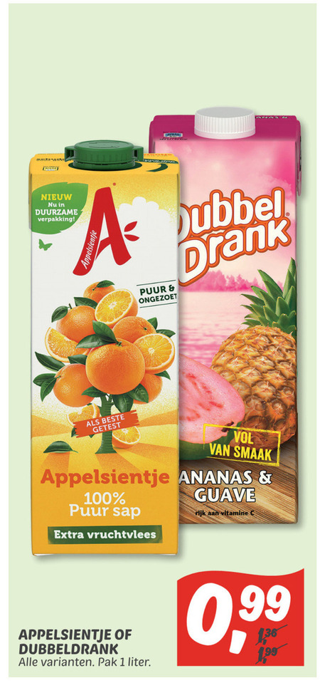 Dubbeldrank   fruitdrank folder aanbieding bij  Dekamarkt - details