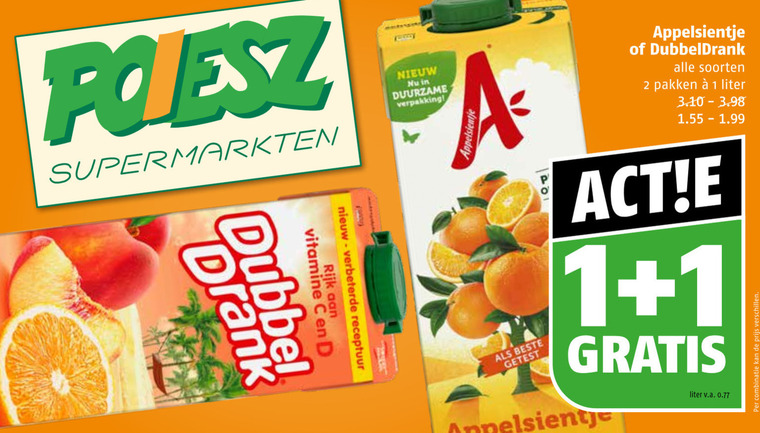 Dubbeldrank   fruitdrank folder aanbieding bij  Poiesz - details