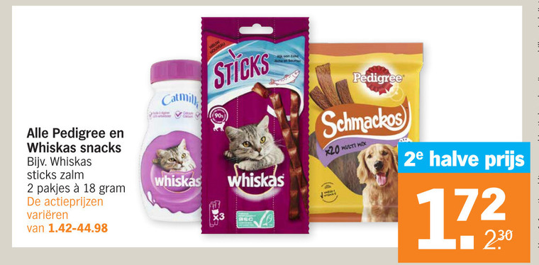 Pedigree   hondensnacks, kattensnacks folder aanbieding bij  Albert Heijn - details