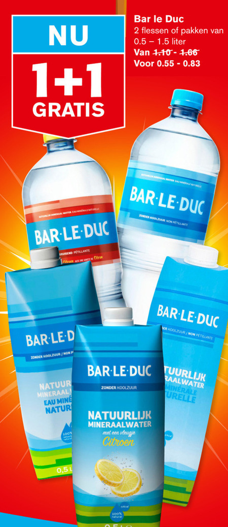 Bar le Duc   mineraalwater folder aanbieding bij  Hoogvliet - details