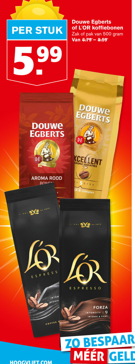 Douwe Egberts   koffiebonen folder aanbieding bij  Hoogvliet - details