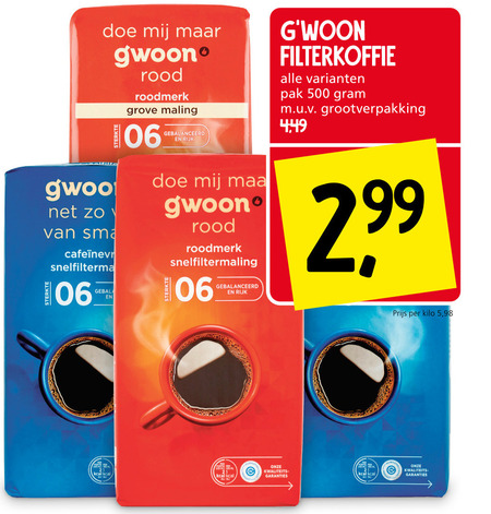 Gwoon   koffie folder aanbieding bij  Jan Linders - details