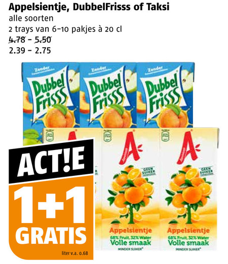 Dubbelfrisss   fruitdrank folder aanbieding bij  Poiesz - details