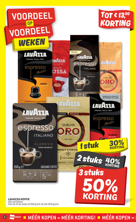 Lavazza   koffiecups, koffie folder aanbieding bij  Dekamarkt - details