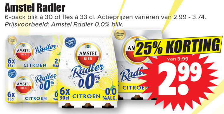 Amstel   radler bier folder aanbieding bij  Dirk - details