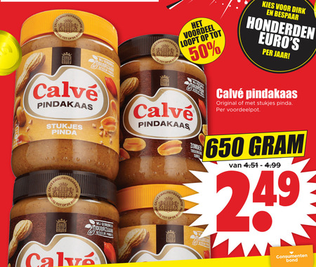 Calve   pindakaas folder aanbieding bij  Dirk - details