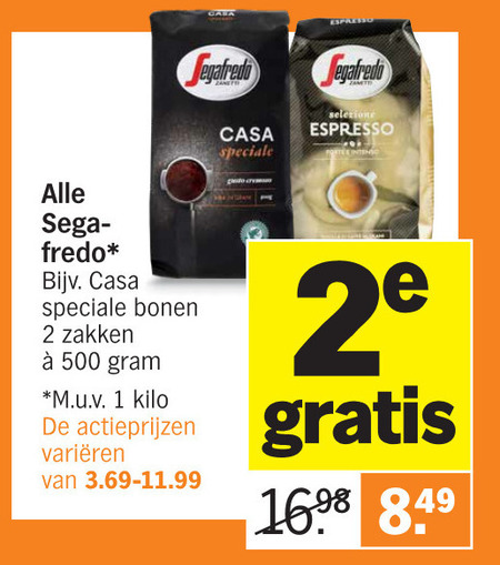 Segafredo   koffiebonen, koffie folder aanbieding bij  Albert Heijn - details