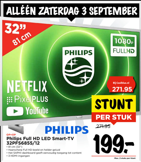 Philips   led breedbeeldtelevisie folder aanbieding bij  Vomar - details