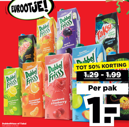 Dubbelfrisss   fruitdrank folder aanbieding bij  Plus - details