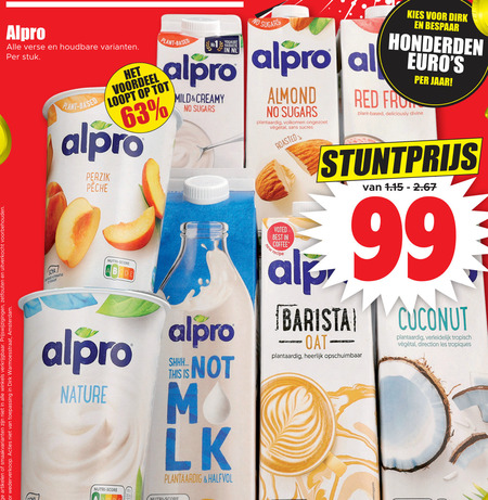 Alpro   soja yoghurt, soja melk folder aanbieding bij  Dirk - details