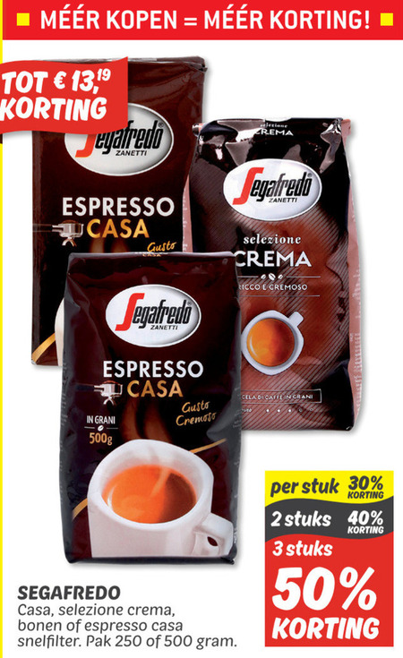 Segafredo   koffiebonen, koffie folder aanbieding bij  Dekamarkt - details