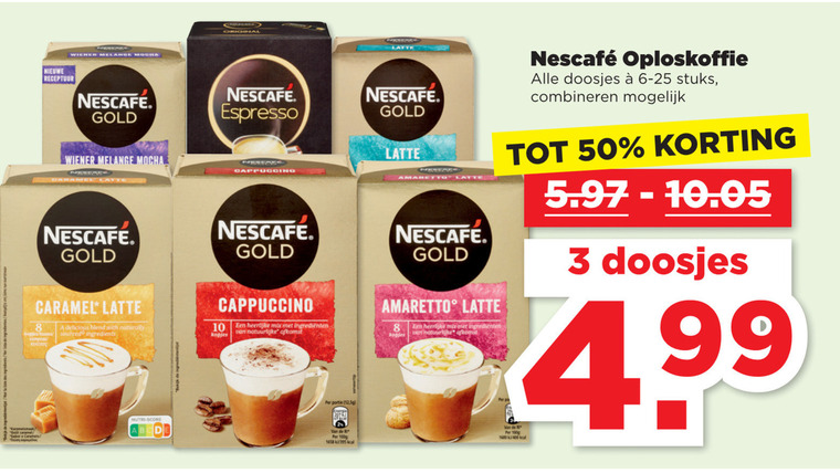 Nescafe   oploskoffie folder aanbieding bij  Plus - details