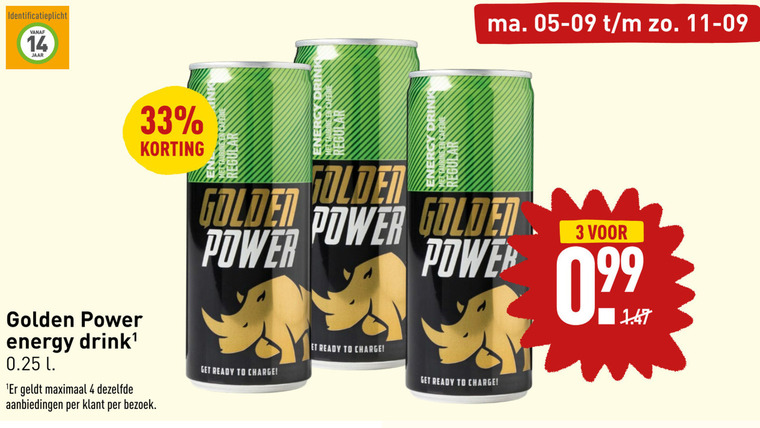 Golden Power energiedrank folder aanbieding bij Aldi - details