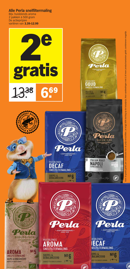 Perla   koffie folder aanbieding bij  Albert Heijn - details