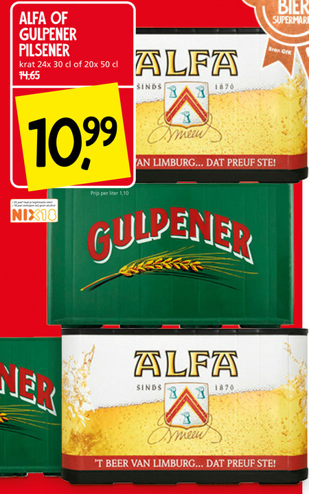 Gulpener   krat bier folder aanbieding bij  Jan Linders - details