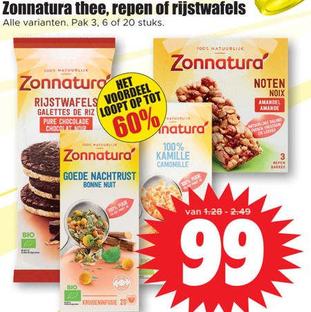 Zonnatura   mueslireep, thee folder aanbieding bij  Dirk - details