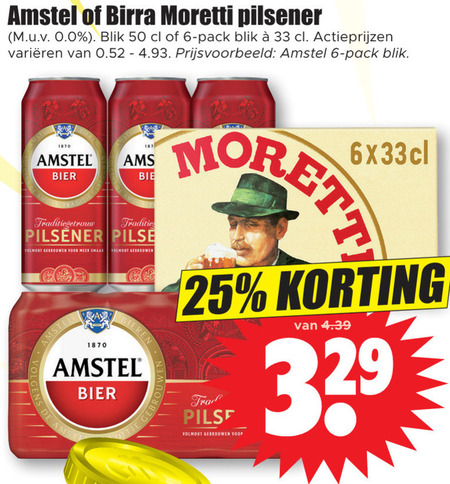 Amstel   blikje bier folder aanbieding bij  Dirk - details