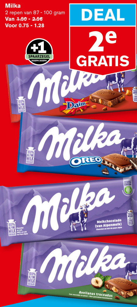 Milka   chocolade folder aanbieding bij  Hoogvliet - details