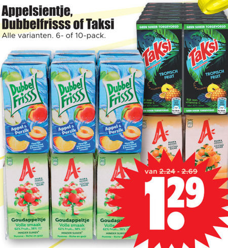 Dubbelfrisss   fruitdrank folder aanbieding bij  Dirk - details