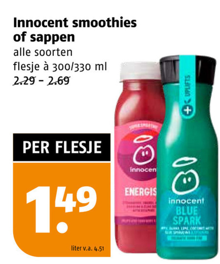 Innocent   vruchtensap, fruitsmoothie folder aanbieding bij  Poiesz - details