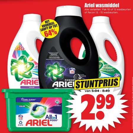 Ariel   wasmiddel folder aanbieding bij  Dirk - details