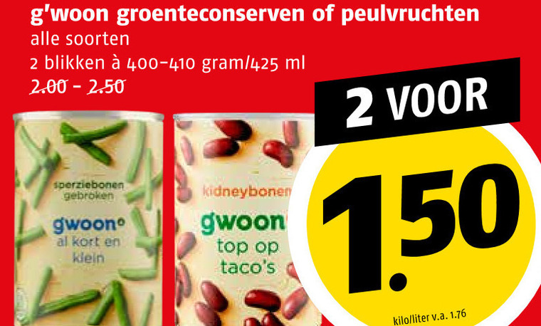 Gwoon   groenteconserven folder aanbieding bij  Poiesz - details