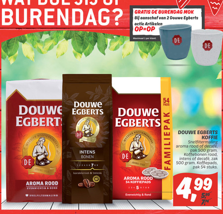 Douwe Egberts   koffiebonen, koffiepad folder aanbieding bij  Dekamarkt - details