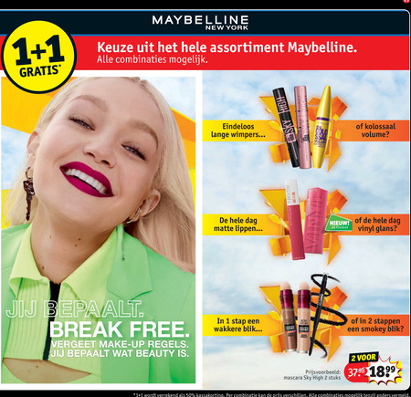 Maybelline   mascara folder aanbieding bij  Kruidvat - details