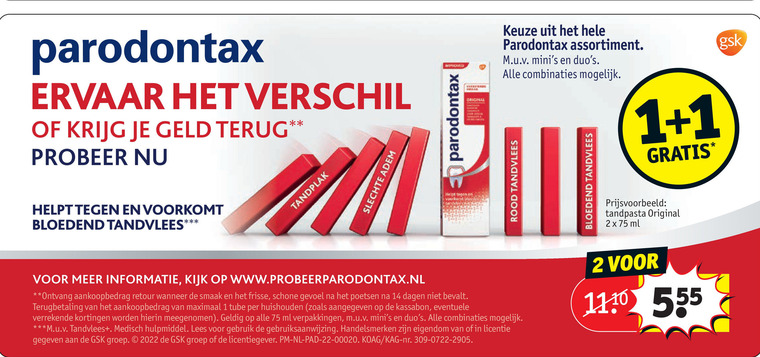 Paradontax   tandpasta folder aanbieding bij  Kruidvat - details