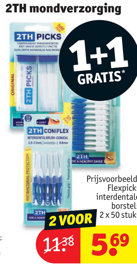 2TH   tandenstokers, interdentale ragers folder aanbieding bij  Kruidvat - details