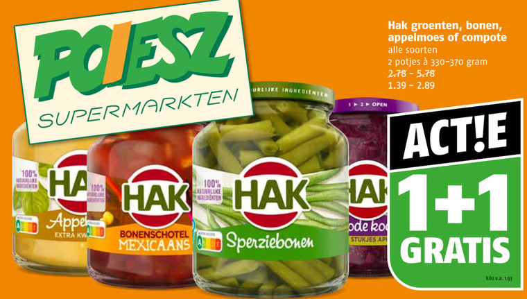 Hak   groenteconserven folder aanbieding bij  Poiesz - details