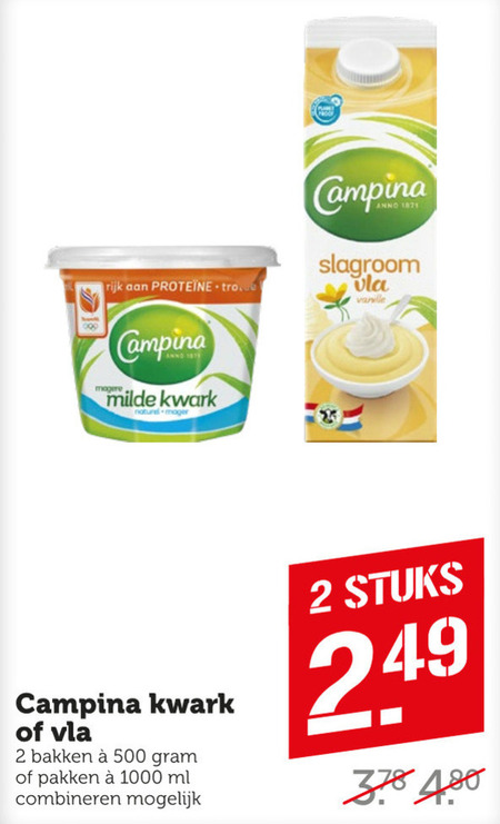 Campina   kwark, vla folder aanbieding bij  Coop - details