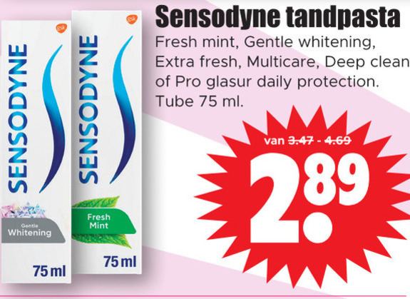 Sensodyne   tandpasta folder aanbieding bij  Dirk - details