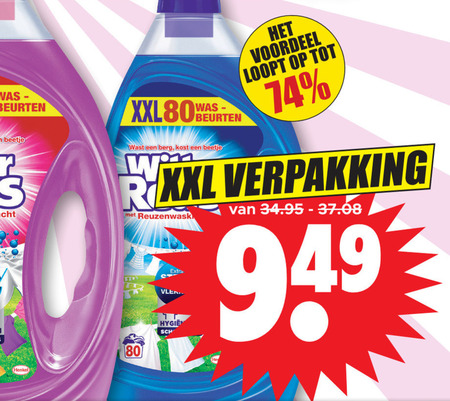 Witte Reus   wasmiddel folder aanbieding bij  Dirk - details