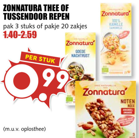 Zonnatura   mueslireep, thee folder aanbieding bij  MCD Supermarkt Basis - details