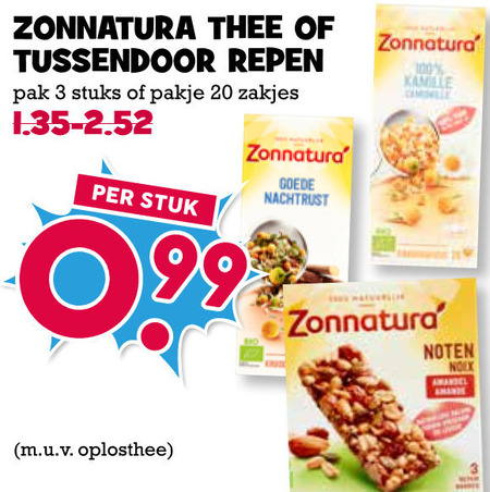 Zonnatura   mueslireep, thee folder aanbieding bij  Boons Markt - details