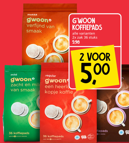 Gwoon   koffiepad folder aanbieding bij  Jan Linders - details