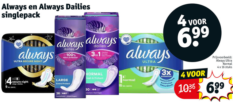 Always   inlegkruisjes, maandverband folder aanbieding bij  Kruidvat - details
