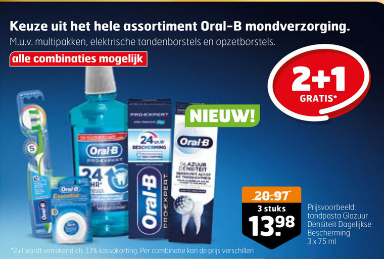 Oral-B   mondwater, tandpasta folder aanbieding bij  Trekpleister - details