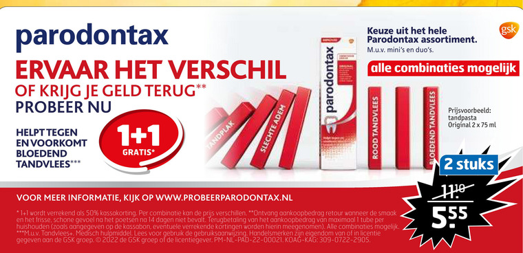 Paradontax   tandpasta folder aanbieding bij  Trekpleister - details