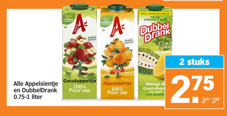 Dubbeldrank   fruitdrank folder aanbieding bij  Albert Heijn - details