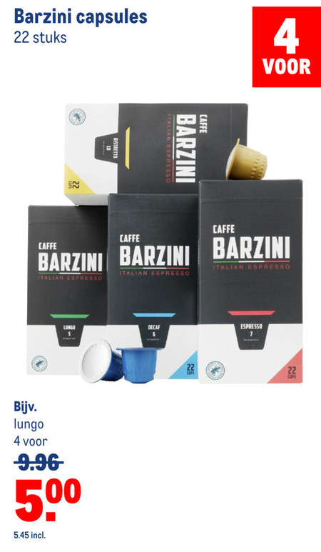 Barzini   koffiecups folder aanbieding bij  Makro - details