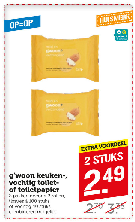 Gwoon   toiletpapier, vochtig toiletpapier folder aanbieding bij  Coop - details