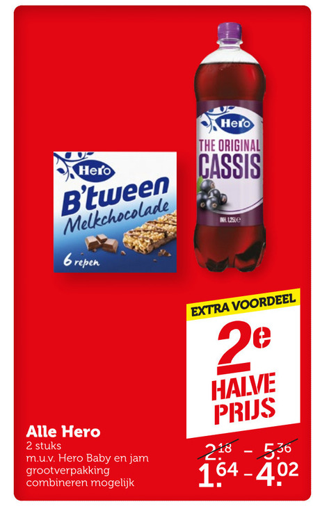 Hero   mueslireep, jam folder aanbieding bij  Coop - details