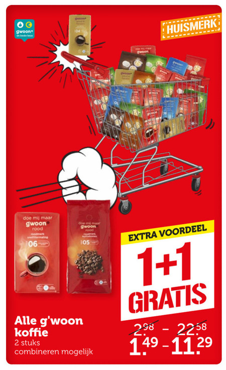 Gwoon   oploskoffie, koffie folder aanbieding bij  Coop - details